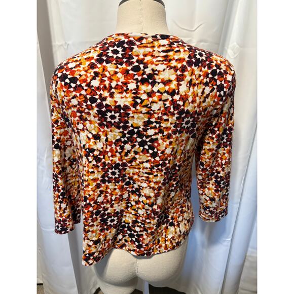 Rafaella Women's XL 3/4 zipper top 3/4 sleeve Fall colors - Picture 2 of 10